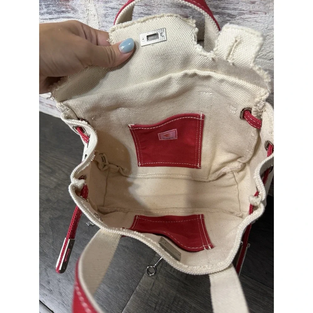 Boatkin Sunwin Madaket Small Classic Tote Turn Lock in Canvas & Red Bag